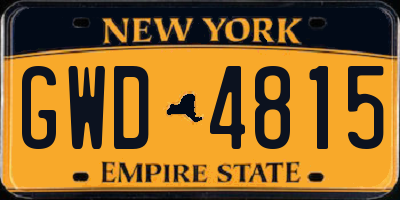 NY license plate GWD4815