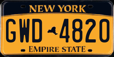 NY license plate GWD4820