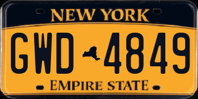 NY license plate GWD4849