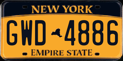 NY license plate GWD4886