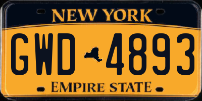 NY license plate GWD4893