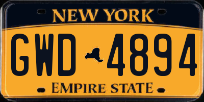 NY license plate GWD4894
