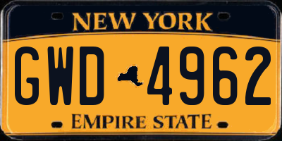 NY license plate GWD4962
