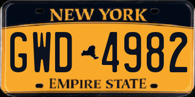 NY license plate GWD4982