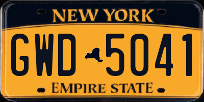 NY license plate GWD5041