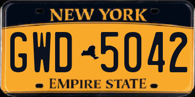 NY license plate GWD5042