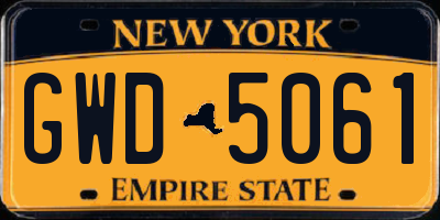 NY license plate GWD5061