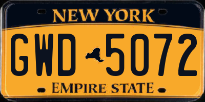 NY license plate GWD5072