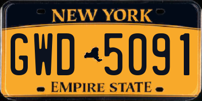 NY license plate GWD5091