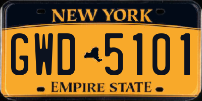 NY license plate GWD5101
