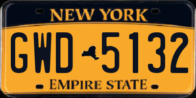 NY license plate GWD5132