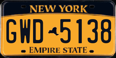 NY license plate GWD5138