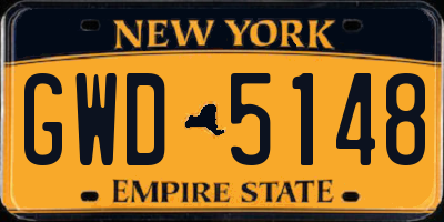 NY license plate GWD5148