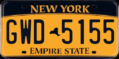 NY license plate GWD5155