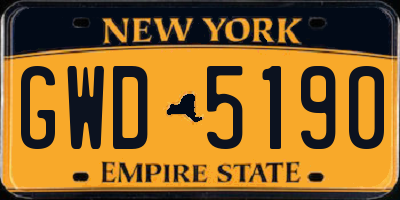 NY license plate GWD5190