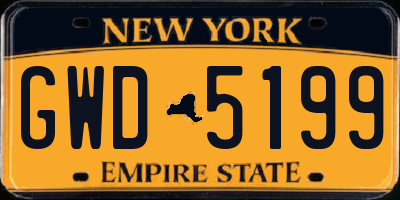 NY license plate GWD5199