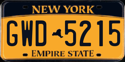 NY license plate GWD5215