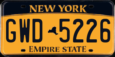 NY license plate GWD5226