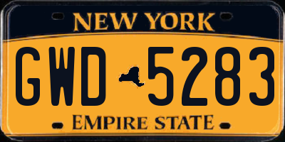 NY license plate GWD5283