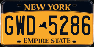 NY license plate GWD5286