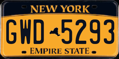 NY license plate GWD5293