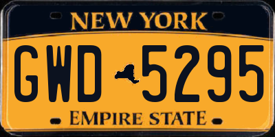 NY license plate GWD5295