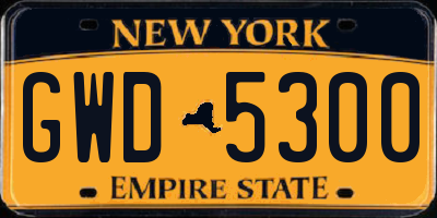 NY license plate GWD5300