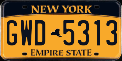 NY license plate GWD5313