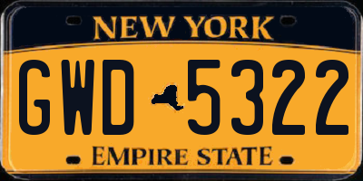 NY license plate GWD5322