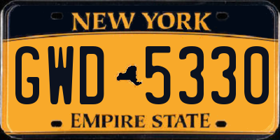 NY license plate GWD5330