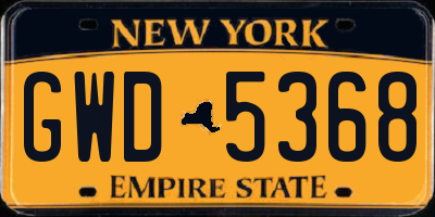 NY license plate GWD5368