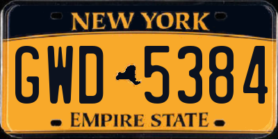 NY license plate GWD5384