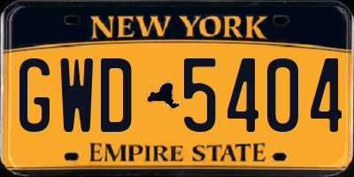 NY license plate GWD5404