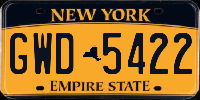 NY license plate GWD5422