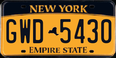 NY license plate GWD5430
