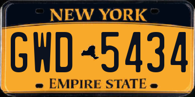 NY license plate GWD5434