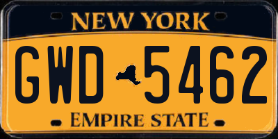 NY license plate GWD5462