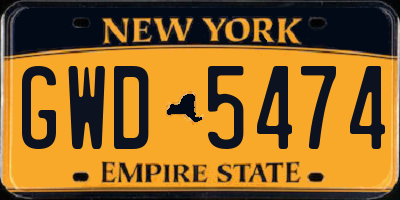 NY license plate GWD5474