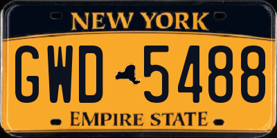 NY license plate GWD5488