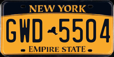 NY license plate GWD5504