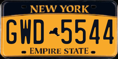 NY license plate GWD5544