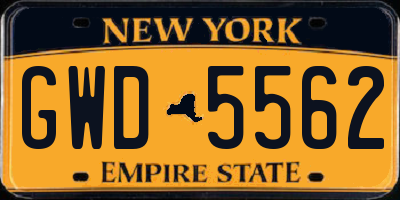 NY license plate GWD5562