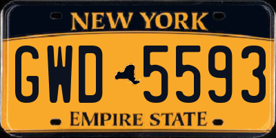 NY license plate GWD5593