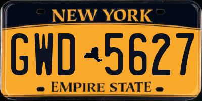 NY license plate GWD5627