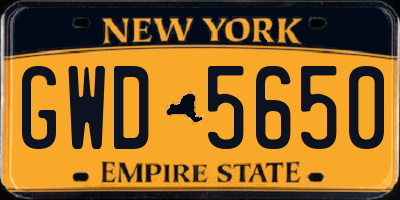 NY license plate GWD5650