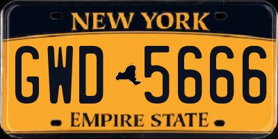 NY license plate GWD5666