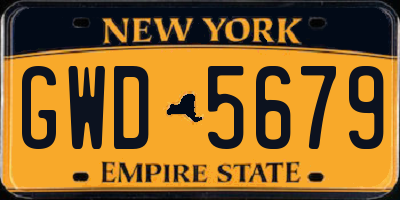 NY license plate GWD5679