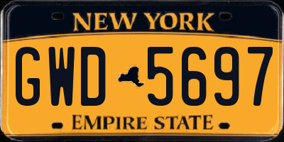 NY license plate GWD5697