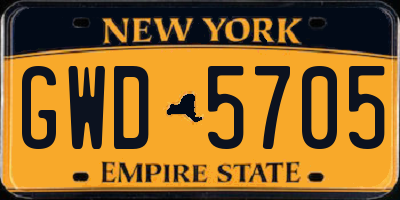 NY license plate GWD5705