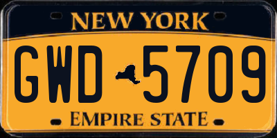 NY license plate GWD5709